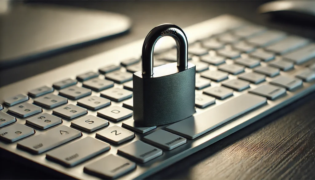 Tastiera di computer con lucchetto, rappresentante la protezione e la sicurezza informatica contro accessi abusivi - Avvocato penalista Milano Alessandro Salonia