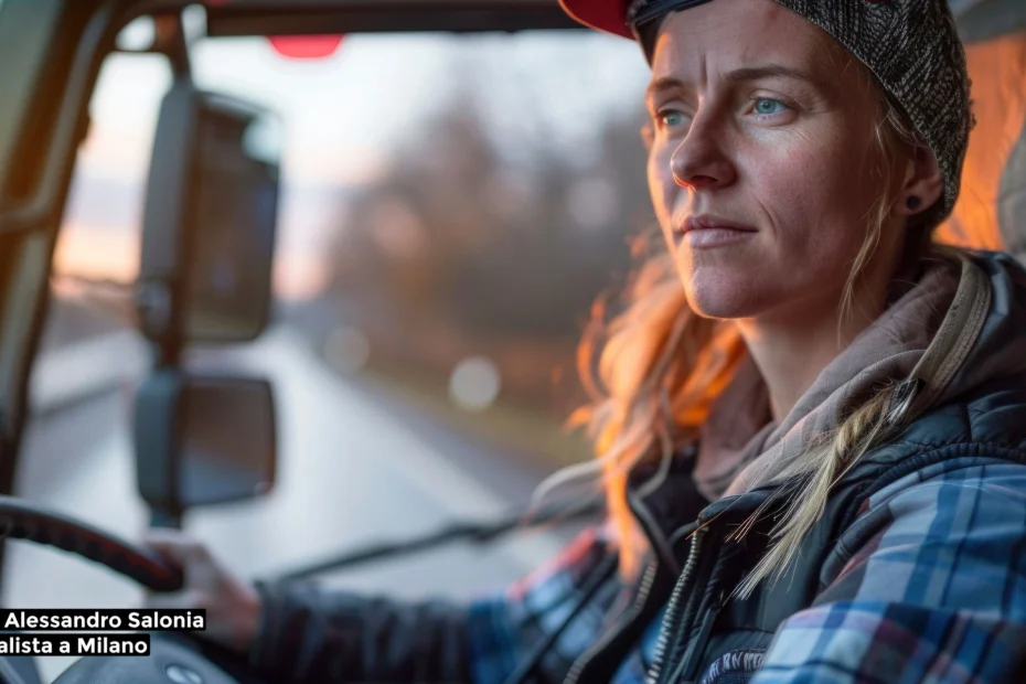 Primo piano di un conducente che impugna saldamente il volante in un'auto scura che procede di sera verso una sopraelevata a Milano; immagine evocativa per l'assistenza legale in casi di guida sotto l'effetto di droga Art 187 CdS.